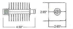 25 Watt Fixed Attenuator - Type N Line Drawing