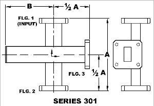 301 Series 3 Port Waveguide Crossguide Directional Coupler - Diagram