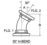 30 degree H Bend For Rectangular Waveguide - Diagram