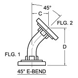 45 degree E Bend For Rectangular Waveguide - Diagram