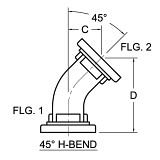 45 degree H Bend For Rectangular Waveguide - Diagram