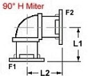 90 degree H Miter For Rectangular Waveguide - Diagram
