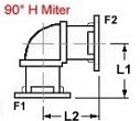 90 degree H Miter For Rectangular Waveguide - Diagram